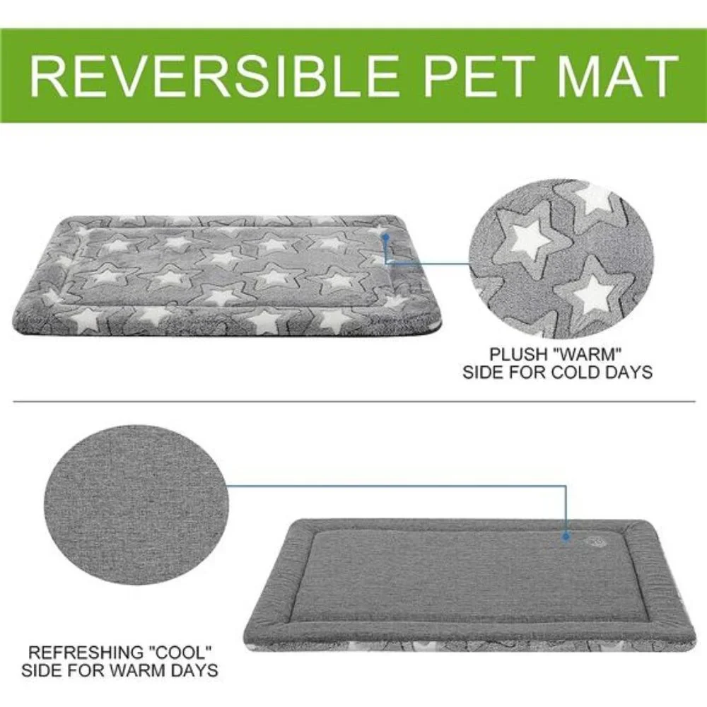 Dog Bed Mat Dog Crate Pad Reversible (Cool &Warm),Machine Washable Dog Crate Mat